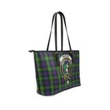 Clan Watson Crest Tartan Leather Tote Bag MT1228