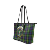 Clan Watson Crest Tartan Leather Tote Bag MT1228