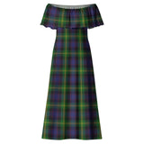 Clan Watson Tartan Off Shoulder Long Dress VL1168