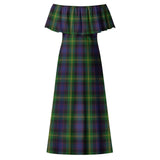 Clan Watson Tartan Off Shoulder Long Dress VL1168