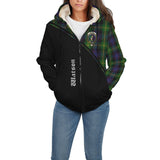 Clan Watson Crest Tartan Sherpa Hoodie Curve Style CE35