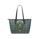 Clan Watson Ancient Crest Tartan Leather Tote Bag MT1230