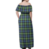 Clan Watson Ancient Tartan Off Shoulder Long Dress VL1166