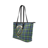 Clan Watson Ancient Crest Tartan Leather Tote Bag MT1230