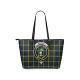 Clan Watson Modern Crest Tartan Leather Tote Bag MT1229