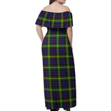 Clan Watson Modern Tartan Off Shoulder Long Dress VL1167