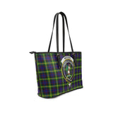 Clan Watson Modern Crest Tartan Leather Tote Bag MT1229