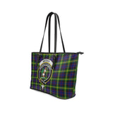 Clan Watson Modern Crest Tartan Leather Tote Bag MT1229