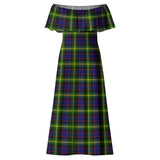 Clan Watson Modern Tartan Off Shoulder Long Dress VL1167