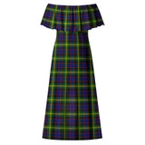 Clan Watson Modern Tartan Off Shoulder Long Dress VL1167