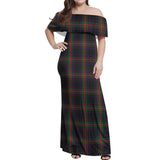 Clan Watt Tartan Off Shoulder Long Dress VL1169