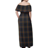 Clan Watt Tartan Off Shoulder Long Dress VL1169