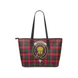 Clan Wauchope Crest Tartan Leather Tote Bag MT1227