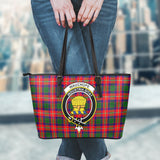 Clan Wauchope Crest Tartan Leather Tote Bag MT1227