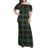 Clan Webster Tartan Off Shoulder Long Dress VL1171