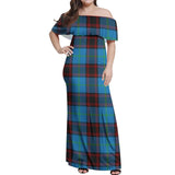 Clan Wedderburn Tartan Off Shoulder Long Dress VL1172