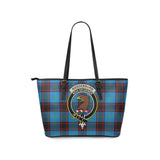 Clan Wedderburn Crest Tartan Leather Tote Bag MT1226