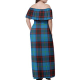 Clan Wedderburn Tartan Off Shoulder Long Dress VL1172