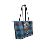 Clan Wedderburn Crest Tartan Leather Tote Bag MT1226