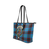 Clan Wedderburn Crest Tartan Leather Tote Bag MT1226