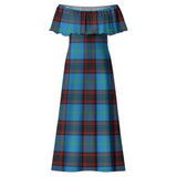 Clan Wedderburn Tartan Off Shoulder Long Dress VL1172