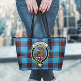 Clan Wedderburn Crest Tartan Leather Tote Bag MT1226