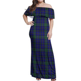 Clan Weir Tartan Off Shoulder Long Dress VL1175