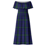 Clan Weir Tartan Off Shoulder Long Dress VL1175