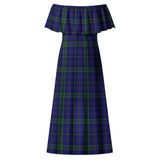 Clan Weir Tartan Off Shoulder Long Dress VL1175