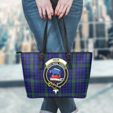 Clan Weir Crest Tartan Leather Tote Bag MT1223