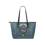 Clan Weir Ancient Crest Tartan Leather Tote Bag MT1225