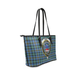 Clan Weir Ancient Crest Tartan Leather Tote Bag MT1225