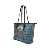 Clan Weir Ancient Crest Tartan Leather Tote Bag MT1225