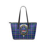 Clan Weir Modern Crest Tartan Leather Tote Bag MT1224