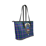 Clan Weir Modern Crest Tartan Leather Tote Bag MT1224