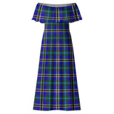 Clan Weir Modern Tartan Off Shoulder Long Dress VL1174