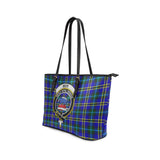 Clan Weir Modern Crest Tartan Leather Tote Bag MT1224