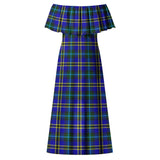 Clan Weir Modern Tartan Off Shoulder Long Dress VL1174