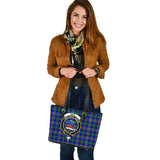 Clan Weir Modern Crest Tartan Leather Tote Bag MT1224