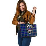 Clan Weir Modern Crest Tartan Leather Tote Bag MT1224