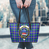 Clan Weir Modern Crest Tartan Leather Tote Bag MT1224