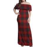 Clan Wemyss Tartan Off Shoulder Long Dress VL1177