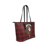 Clan Wemyss Crest Tartan Leather Tote Bag MT1221