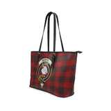 Clan Wemyss Crest Tartan Leather Tote Bag MT1221