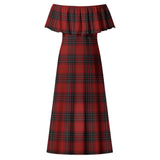 Clan Wemyss Tartan Off Shoulder Long Dress VL1177