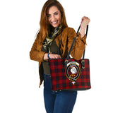 Clan Wemyss Crest Tartan Leather Tote Bag MT1221