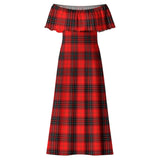 Clan Wemyss Modern Tartan Off Shoulder Long Dress VL1176