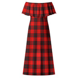 Clan Wemyss Modern Tartan Off Shoulder Long Dress VL1176