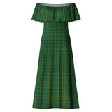 Clan Wexford County Ireland Tartan Off Shoulder Long Dress VL1179