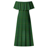 Clan Wexford County Ireland Tartan Off Shoulder Long Dress VL1179